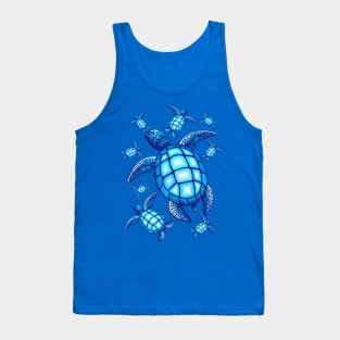 Sea Turtle Blue and Turquoise Tank Top